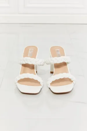 In Love Double Braided Block Heel Sandal in White
