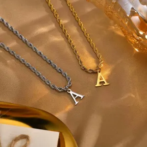 Initial Necklaces for Men Women, Stainless Steel A-Z Letters Alphabet Charm Pendant