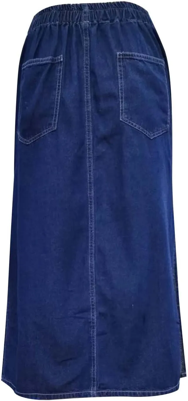 Jean Skirt for Women 2024 Fashion Stretchy A-Line Loose Long Skirt Teen Girls Cute High Waisted Jean Skirt with Pocket