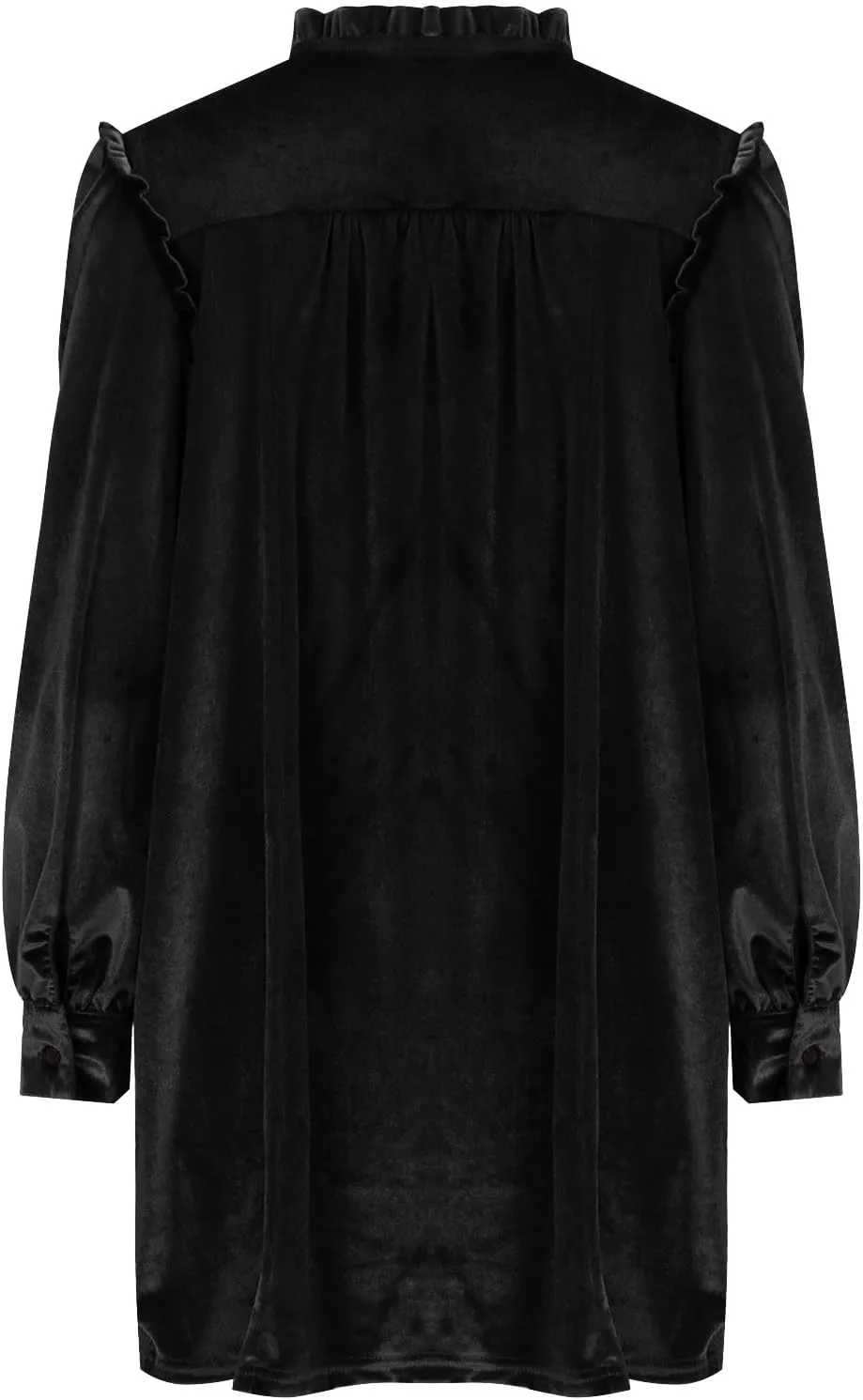 JOAU Women's Elegant Velvet Puff Long Sleeve Dress Casual V Neck Babydoll Flowy Ruffle Cute Cocktail Party Mini Dresses