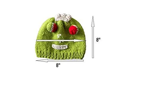 Kid's Beanie Hat Hand-Knitted Frog Wool Beanie Cap