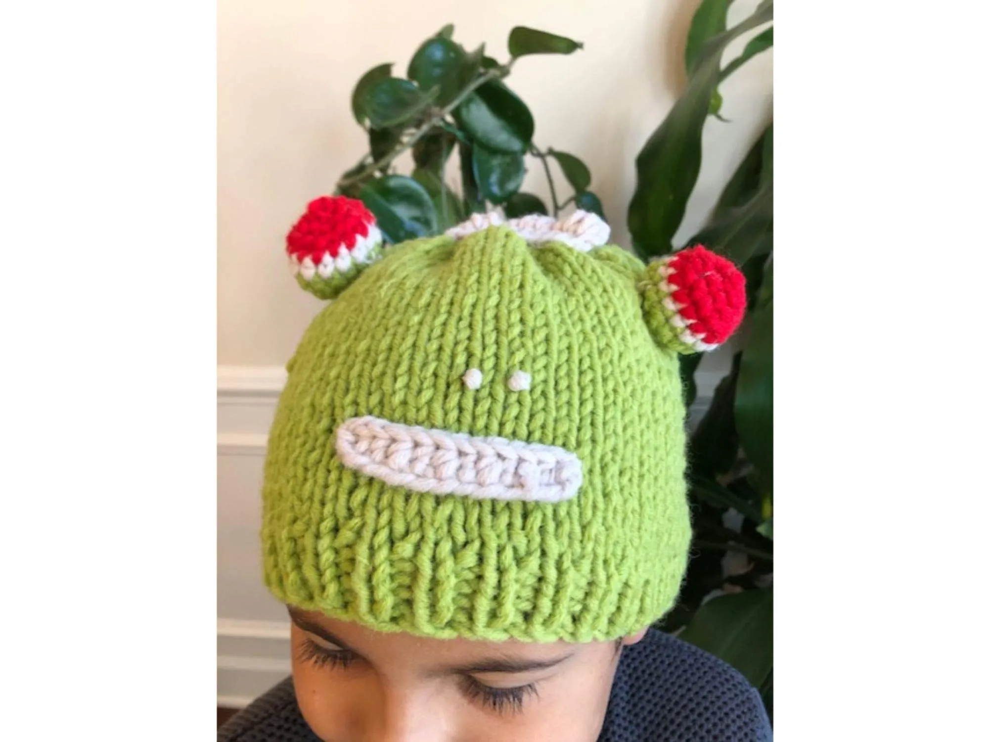 Kid's Beanie Hat Hand-Knitted Frog Wool Beanie Cap