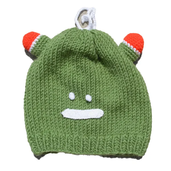 Kid's Beanie Hat Hand-Knitted Frog Wool Beanie Cap