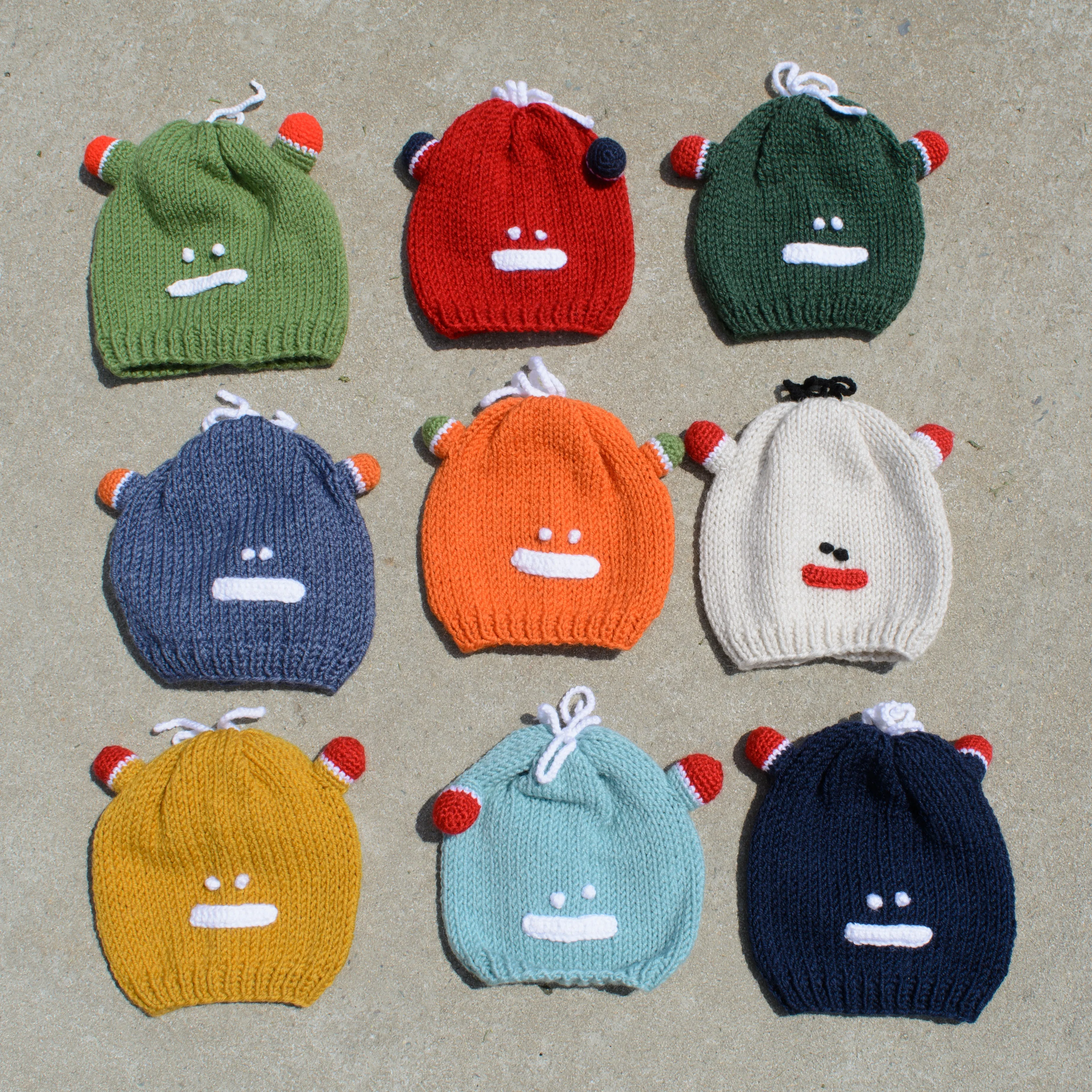 Kid's Beanie Hat Hand-Knitted Frog Wool Beanie Cap