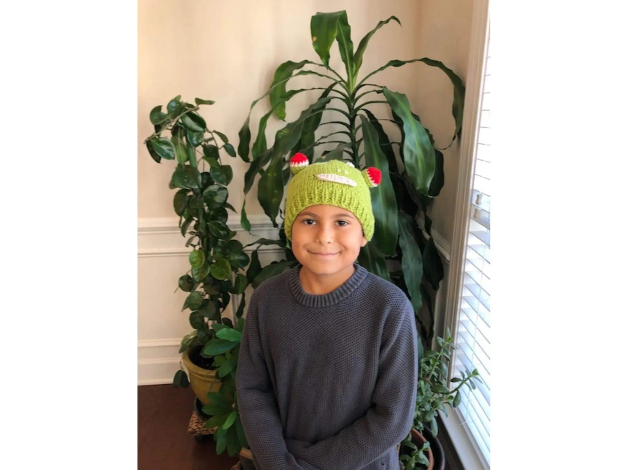 Kid's Beanie Hat Hand-Knitted Frog Wool Beanie Cap