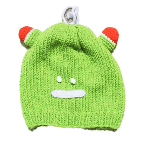 Kid's Beanie Hat Hand-Knitted Frog Wool Beanie Cap