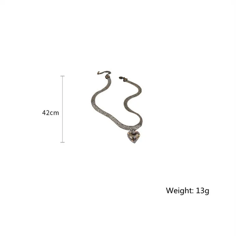 Korean Style Geometric Chokers Necklaces for Women Silver Color Heart Pendant Necklaces