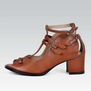 Lail Sandal | Camel Calfskin Leather