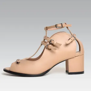 Lail Sandal | Nude Calfskin Leather