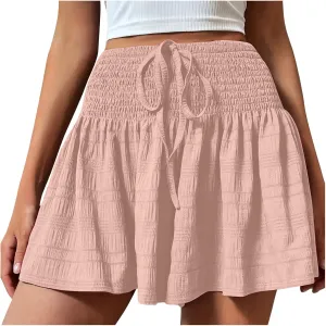 LEMONONSTORE Womens Flowy Skorts High Waist Ruffle Tennis Skirts Gym Yoga Workout Running Shorts Sumer Casual Shirring Skirt