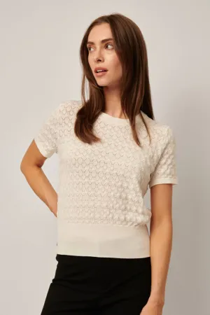 Line Tatum Pointelle Knit Short Sleeve Sweater
