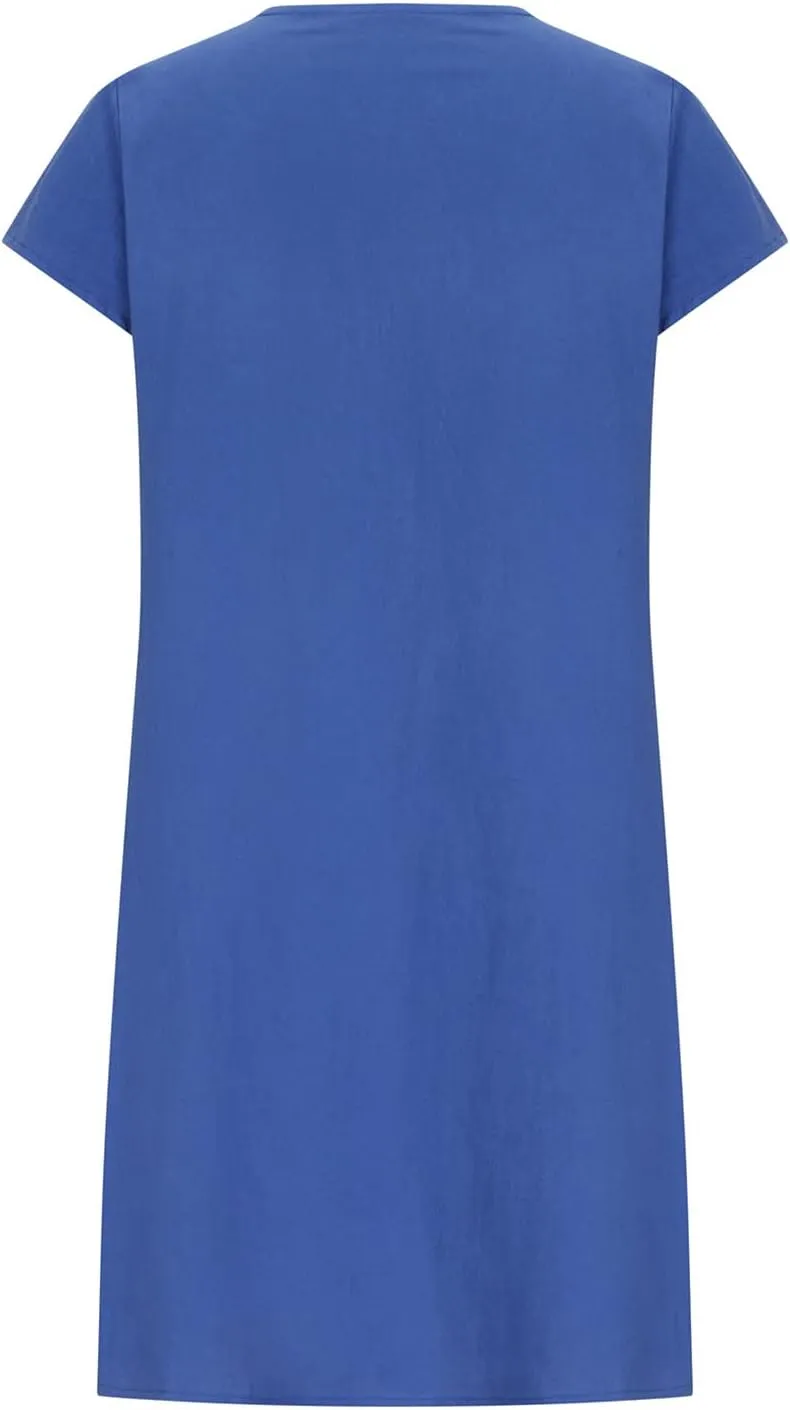 Linen Dresses for Women 2024 Short Sleeve Mini Dress Pleated Boho Summer Causal Dresses Dressy Causal T Shirt Dresses