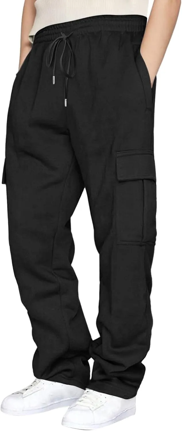 Linen Pants for Men Solid Color Casual Zipper Pocket Colorblock Loose Comfy Sweatpants Trousers for Men Green