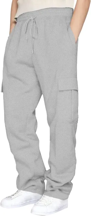 Linen Pants for Men Solid Color Casual Zipper Pocket Colorblock Loose Comfy Sweatpants Trousers for Men Green