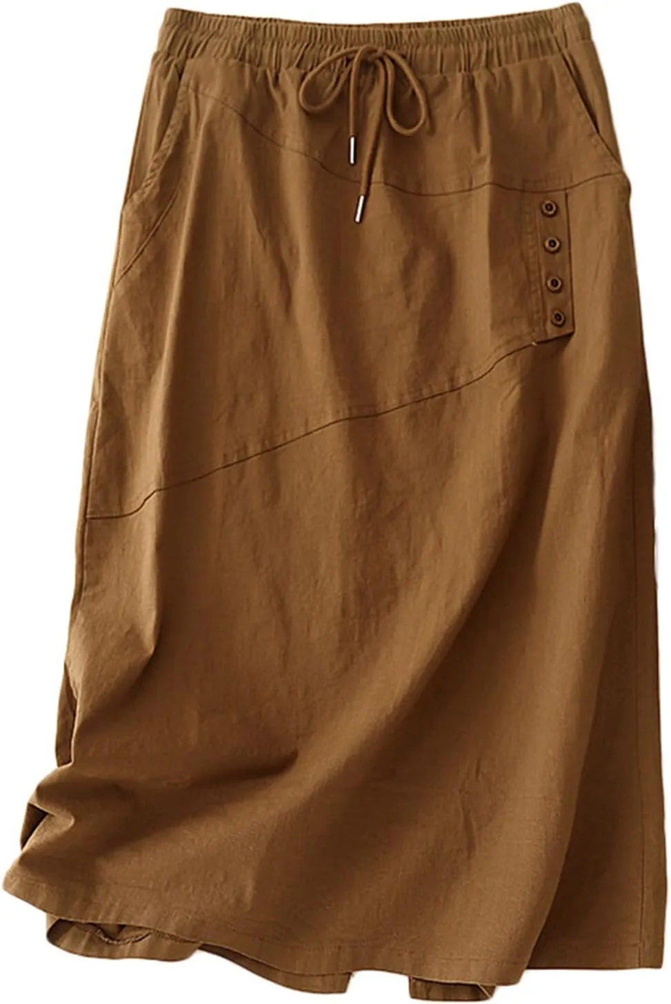 Long Skirts for Women Casual Drawstring Elastic Wasit Swing A Line Midi Skirt Loose Fit Work Out Skirts