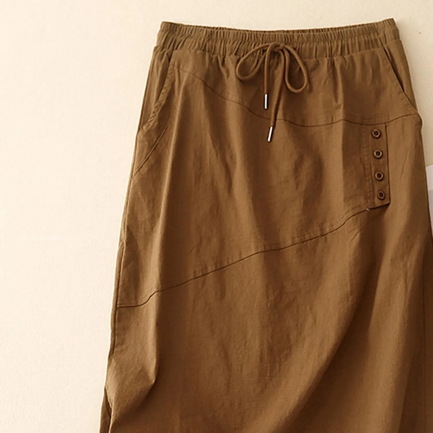 Long Skirts for Women Casual Drawstring Elastic Wasit Swing A Line Midi Skirt Loose Fit Work Out Skirts
