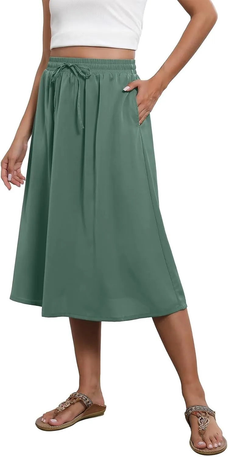 Long Skirts for Women Summer Casual Country Cute Beach Smocked Festival Floral Business Flutter Travel Flowy Skirts