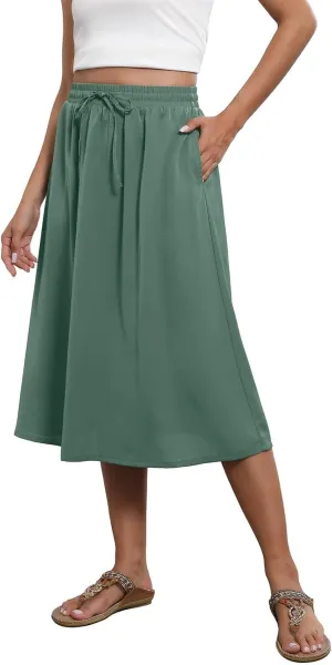 Long Skirts for Women Summer Casual Country Cute Beach Smocked Festival Floral Business Flutter Travel Flowy Skirts