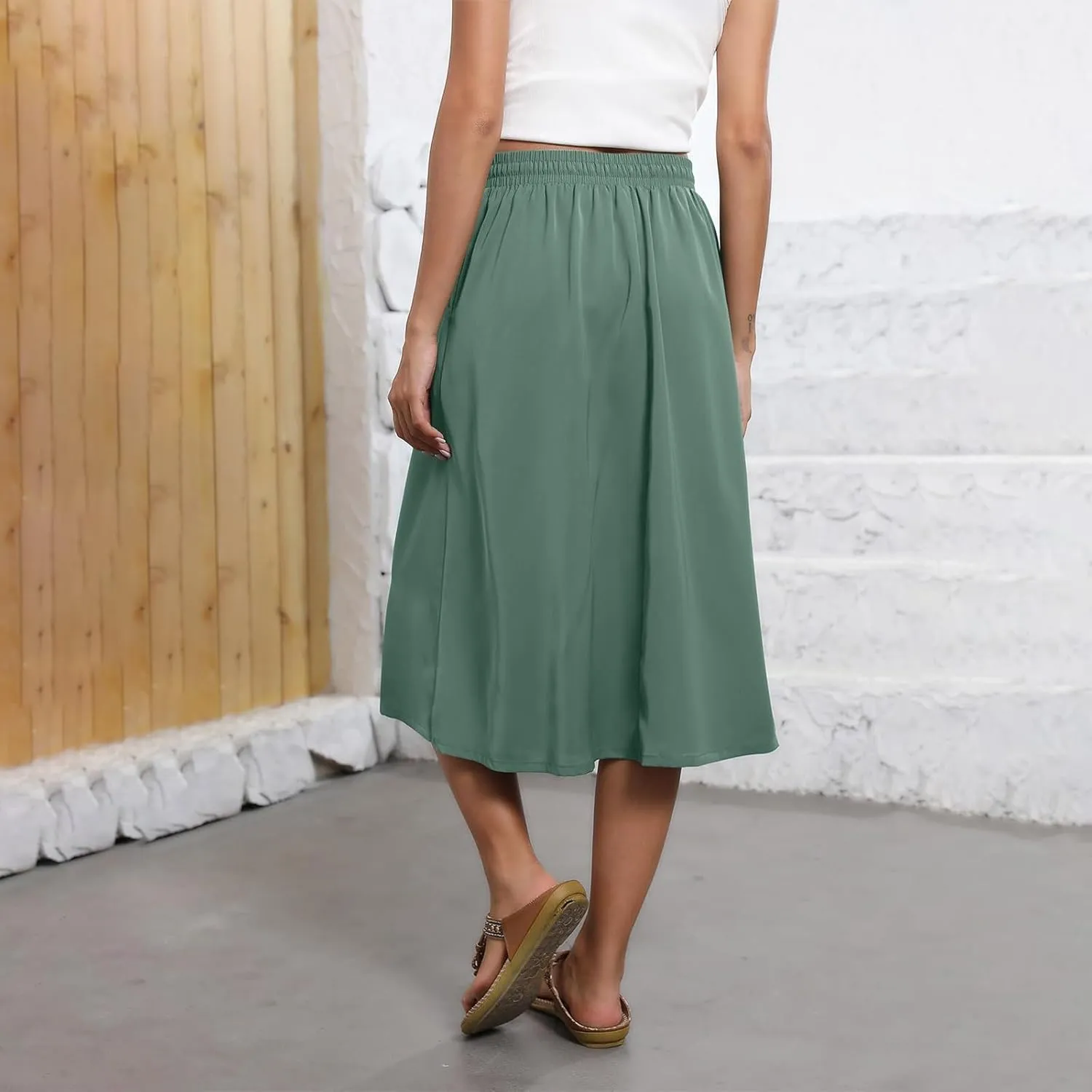 Long Skirts for Women Summer Casual Country Cute Beach Smocked Festival Floral Business Flutter Travel Flowy Skirts