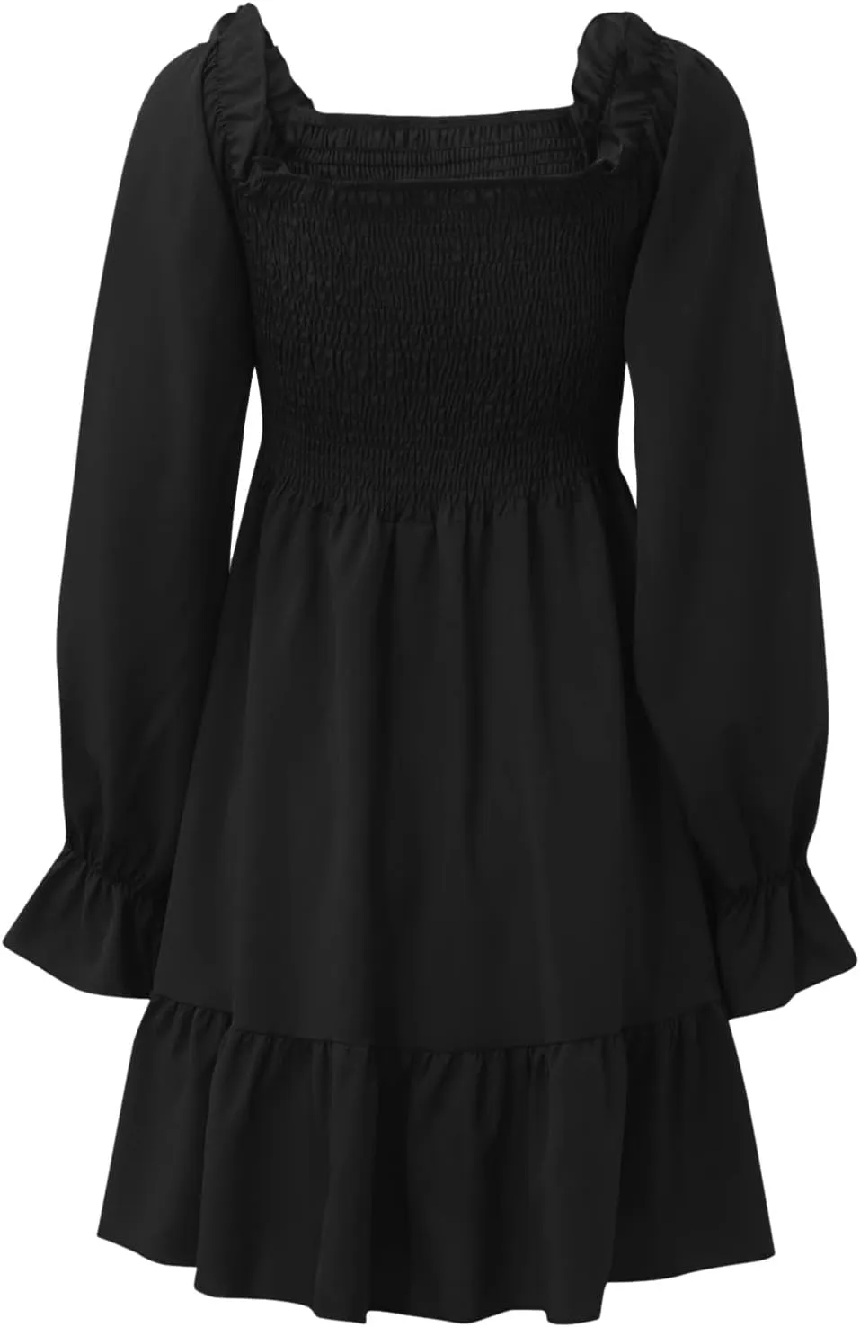 Long Sleeve Square Neck Mini Dresses for Women Fall Winter Formal Trendy Casual Sexy A Line Ruffle Ruched Dress