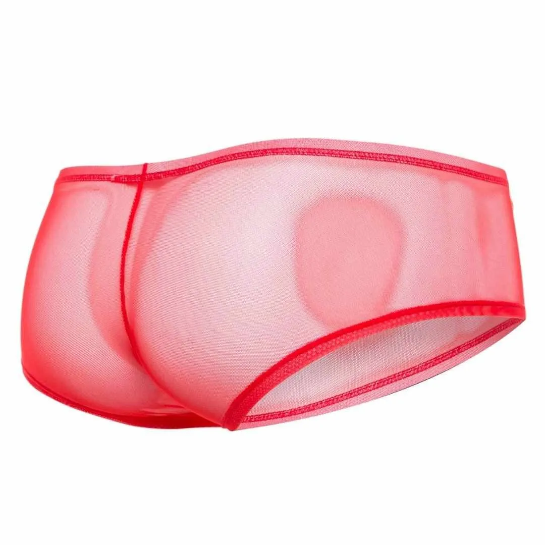Male Basics Mob Men's Sexy Sheer Hip Brief Red