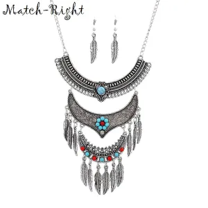 Match-Right Women Necklace Vintage Statement Necklaces Pendants Bohemia Jewelry Leaves Necklace Women Accessories NL585