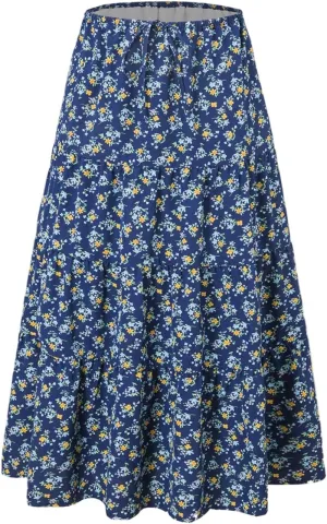 Maxi Skirt with Slit for Women High Waist Boho Flowy Long Skirt Elegant A-Line