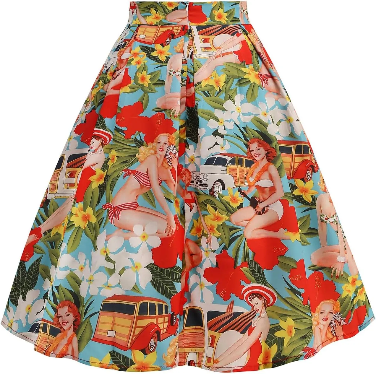Maxi Skirt Women Women's Fashion Cute and Sweet Print with Bow Waist Full Hem Skirt