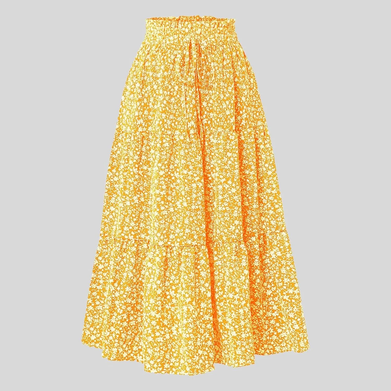 Maxi Skirt Womens High Waist Pleated Tiered Long Skirts Denim Casual Style Midi Dress for Women