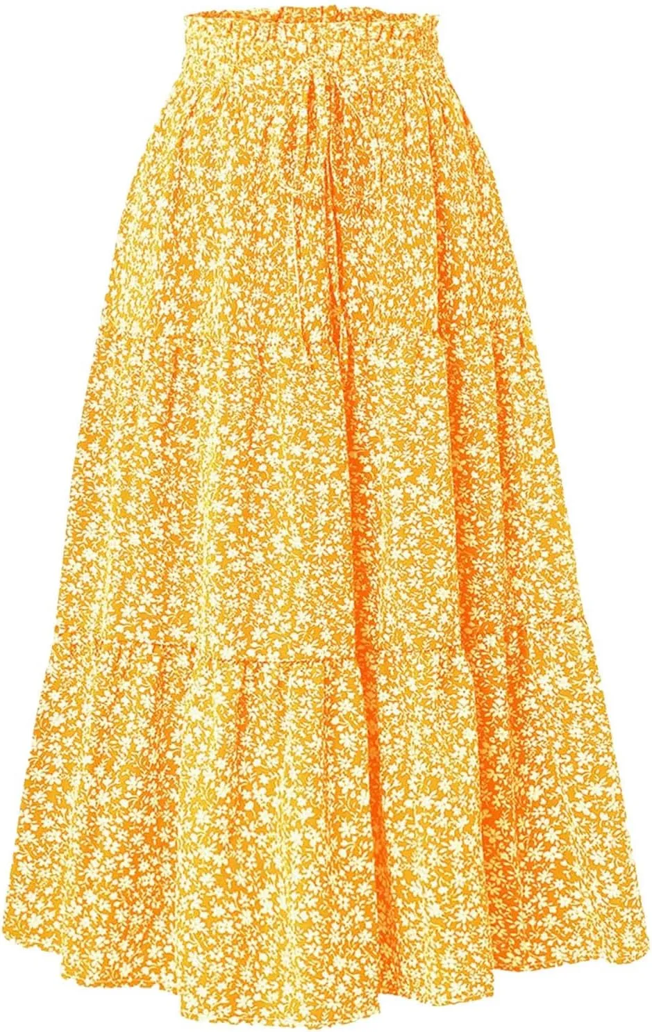 Maxi Skirt Womens High Waist Pleated Tiered Long Skirts Denim Casual Style Midi Dress for Women
