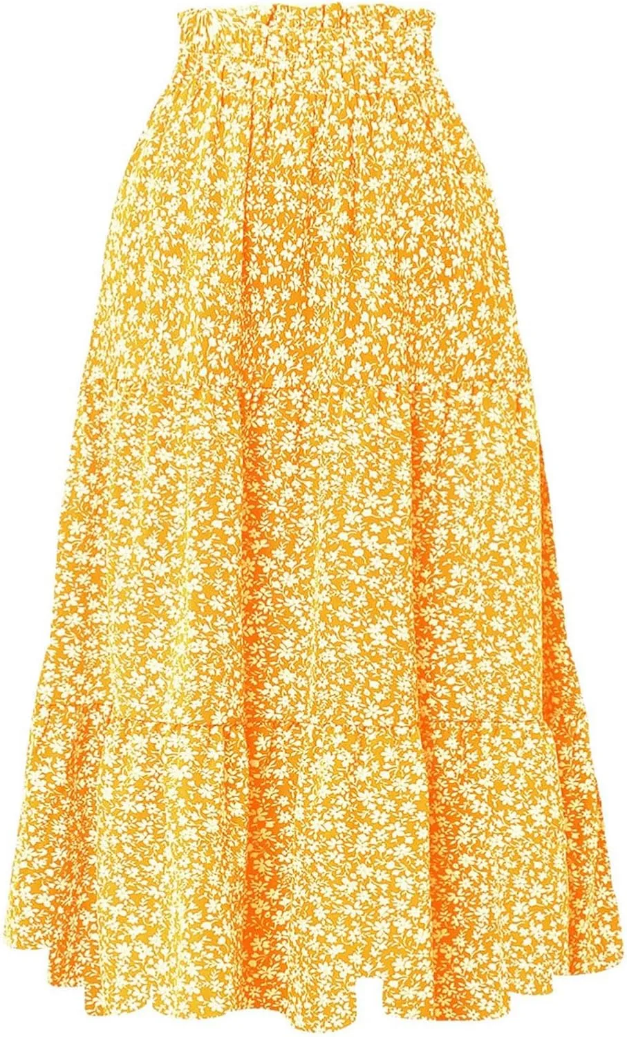 Maxi Skirt Womens High Waist Pleated Tiered Long Skirts Denim Casual Style Midi Dress for Women