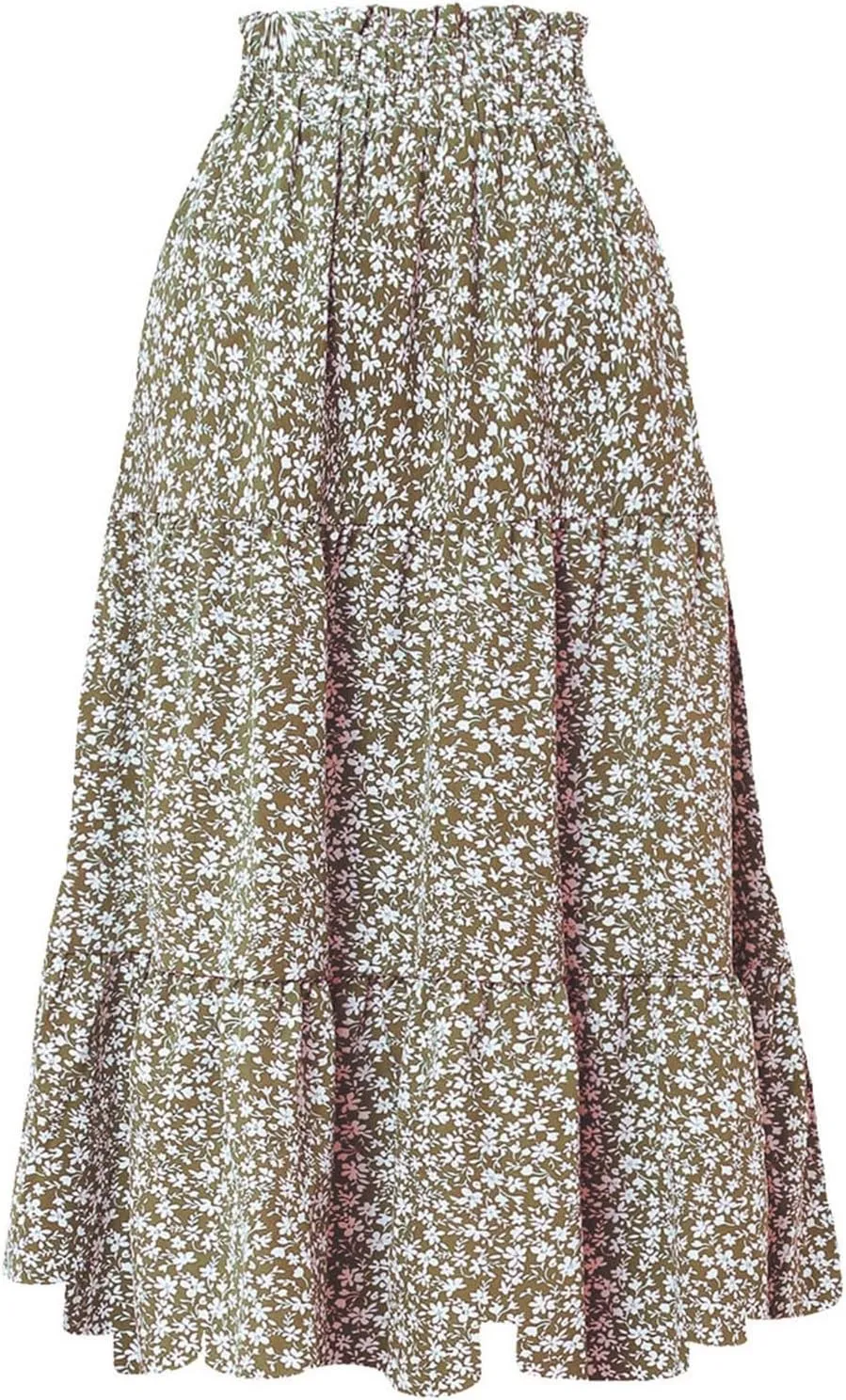 Maxi Skirt Womens High Waist Pleated Tiered Long Skirts Denim Casual Style Midi Dress for Women