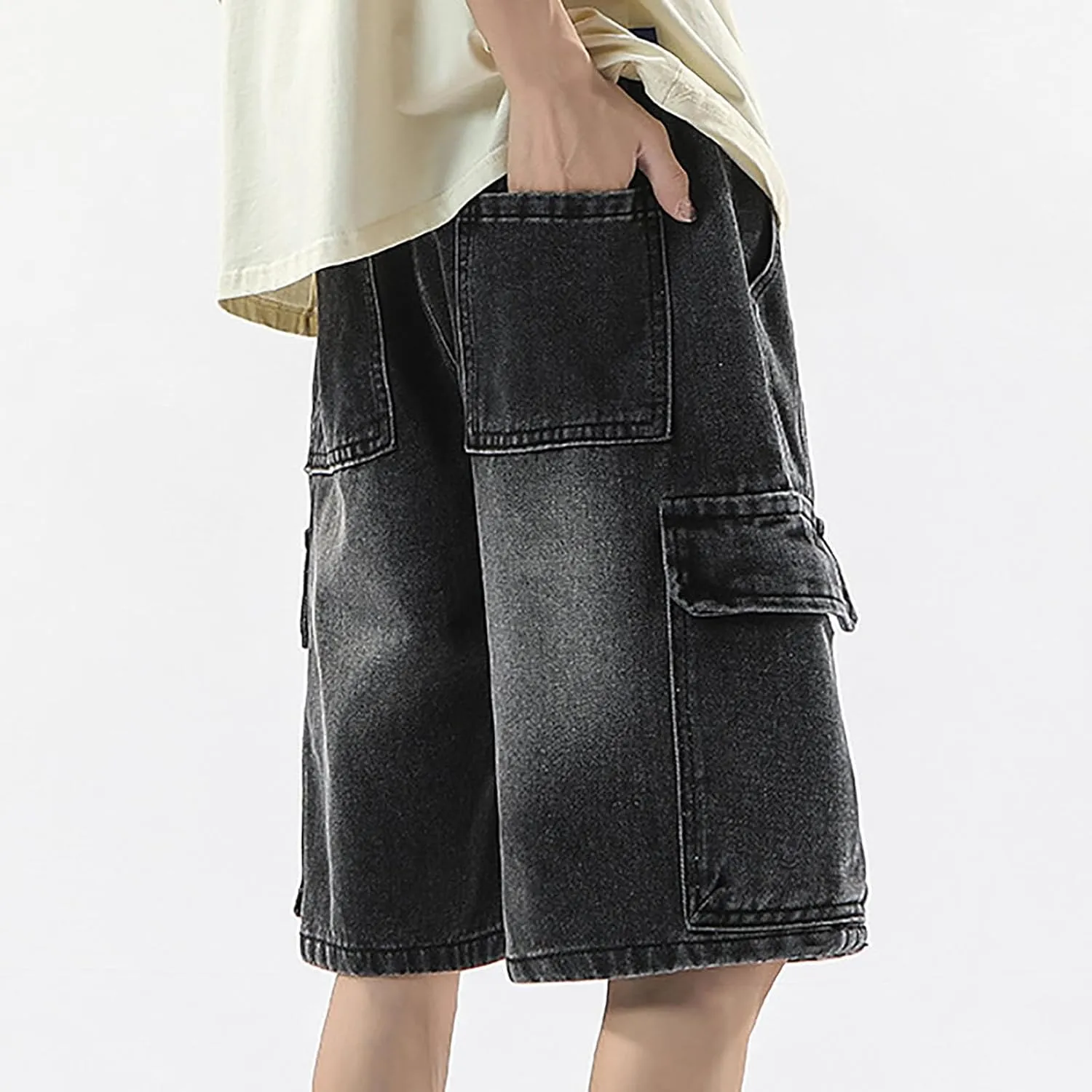 Men Baggy Denim Jorts Y2K Loose Hip Hop Jean Shorts Wide Leg Short Jeans Trendy Outfits