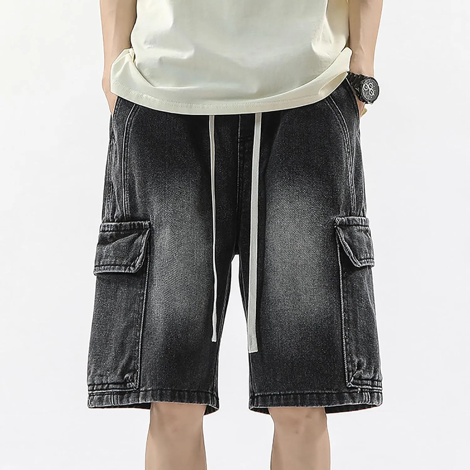 Men Baggy Denim Jorts Y2K Loose Hip Hop Jean Shorts Wide Leg Short Jeans Trendy Outfits