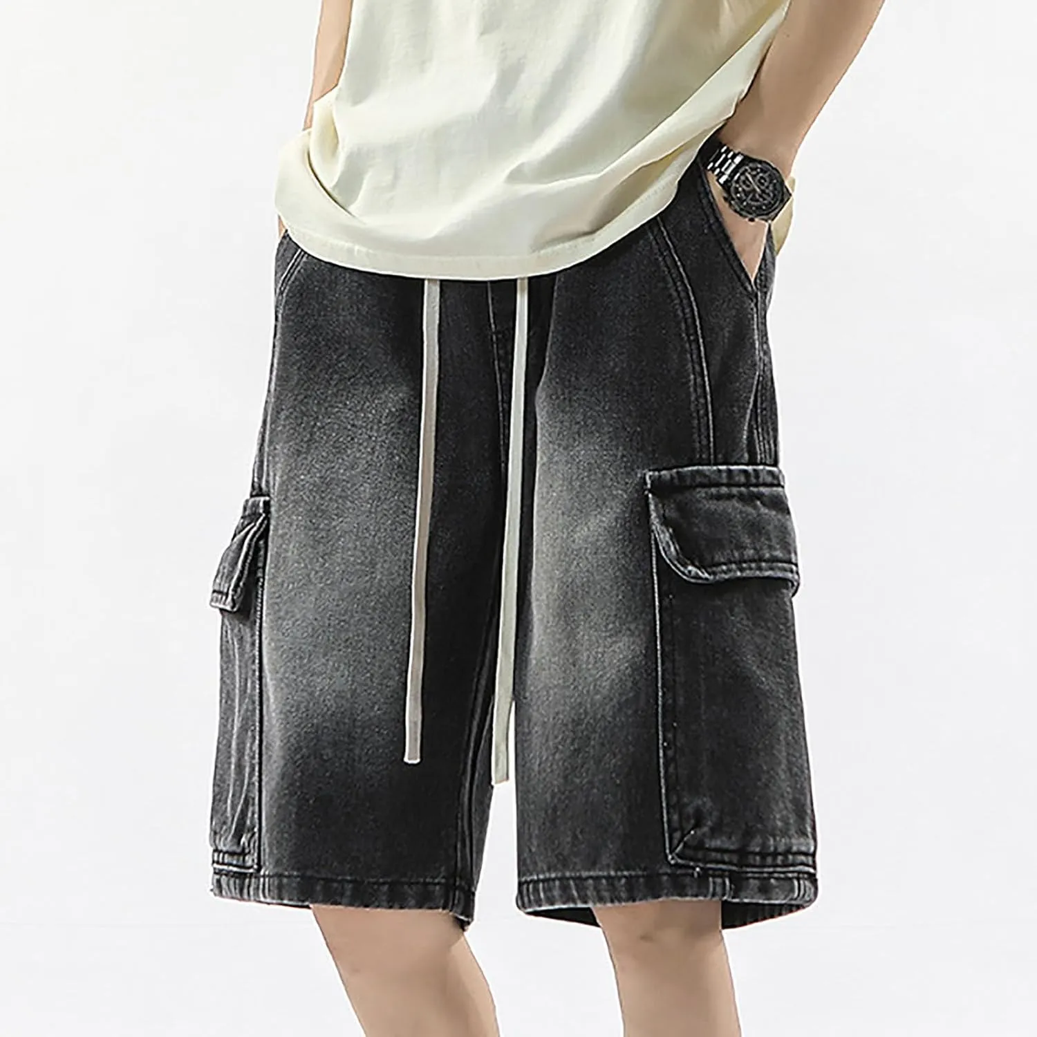 Men Baggy Denim Jorts Y2K Loose Hip Hop Jean Shorts Wide Leg Short Jeans Trendy Outfits