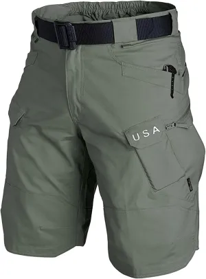 Men Cargo Shorts Long Water Resistant Quick Dry Breathable Tactical Pants Lightweight Stretch Ripstop Hiking Pants