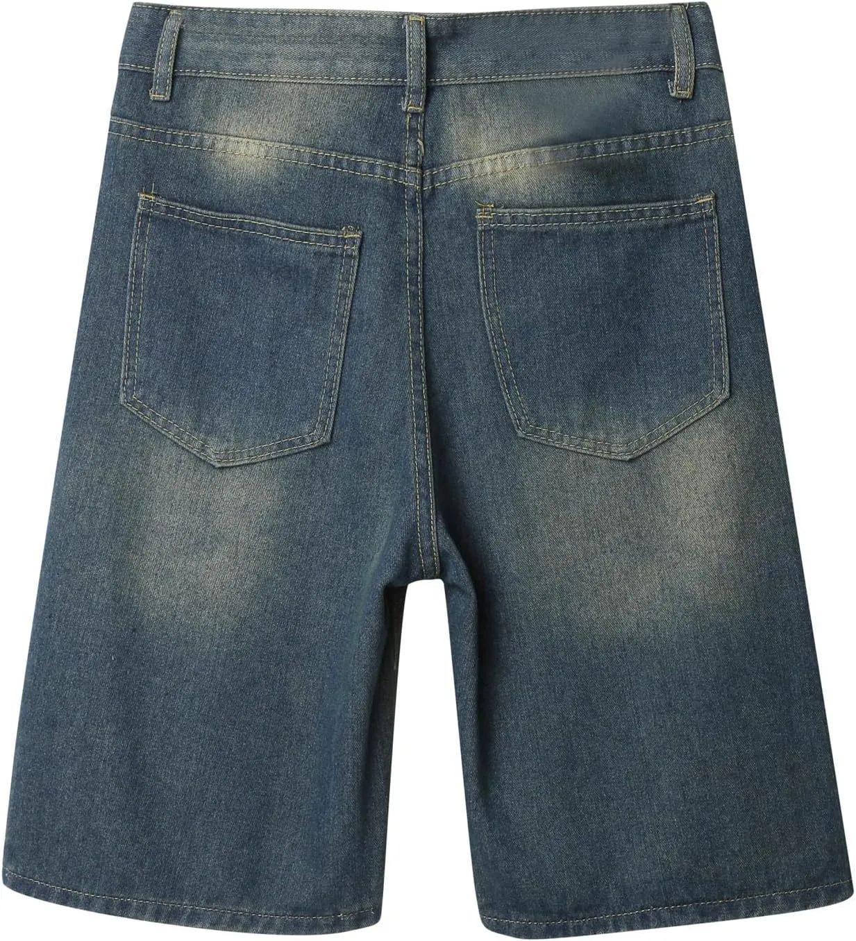 Mens Baggy Denim Jorts Y2K Vintage Loose Hip Hop Jean Shorts Wide Leg Mid Jeans Streetwear Clothes