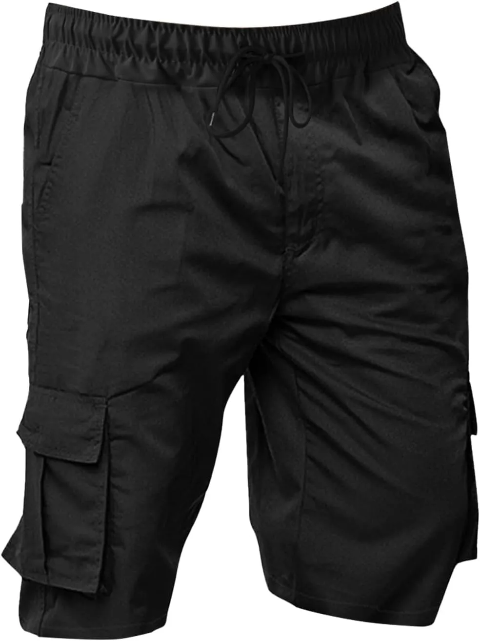 Mens Casual Fashion Cargo Pants Capris Expandable Waisted Drawstring Shorts Multi-Pockets Hiking Fishing Combat Cropped Pants