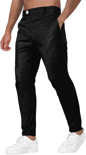 Mens Casual Pants Straight Leg Fashion Dress Slacks Summer Outdoor Trendy Button Suit Trousers Plain Business Pants