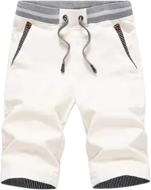 Men's Casual Stretch Shorts Color Block Drawstring Shorts Slim Fit Straight Leg Pant Fashion Simple Pant with Pockets