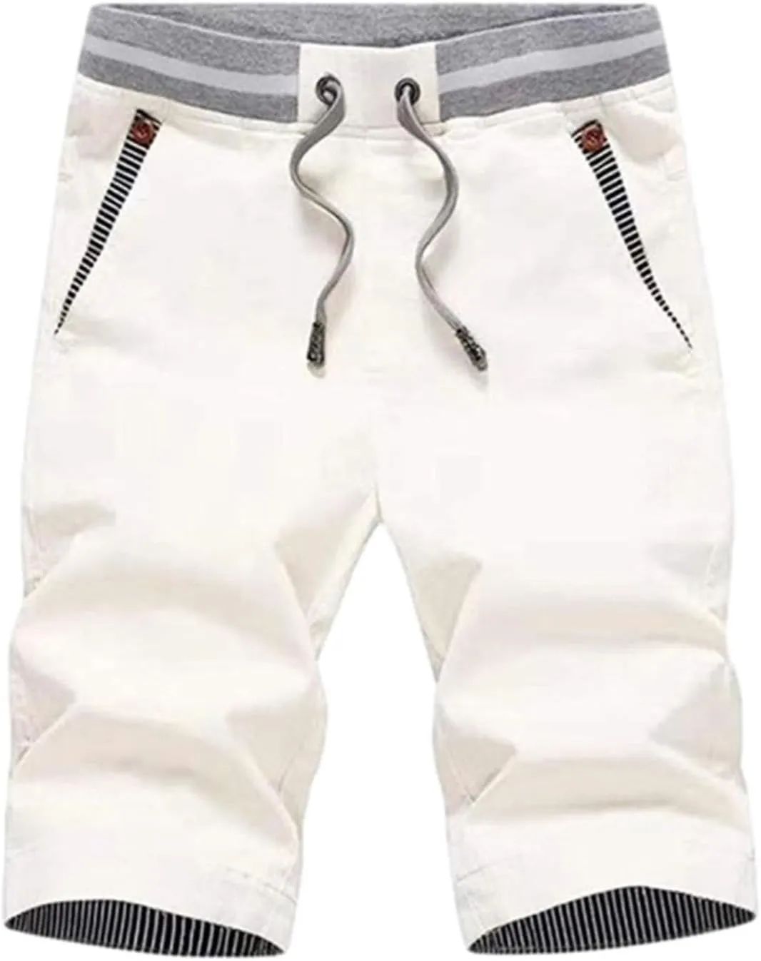 Men's Casual Stretch Shorts Color Block Drawstring Shorts Slim Fit Straight Leg Pant Fashion Simple Pant with Pockets