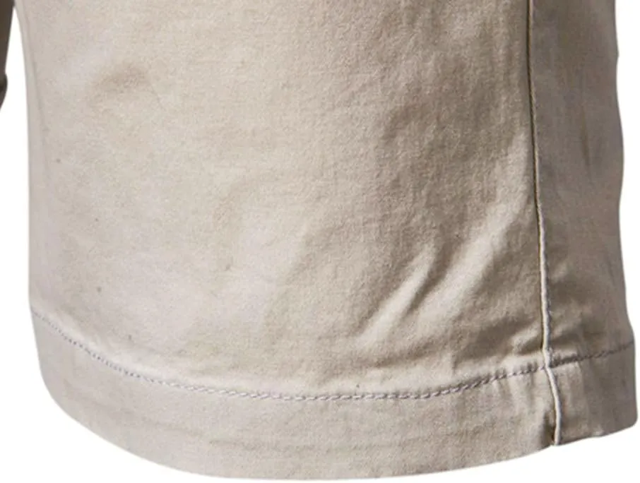 Men's Cotton Chino Shorts, Relaxed Fit, Straight Leg, Zippered Front, Button Closure, 2 Side Pockets, 2 Back Pockets