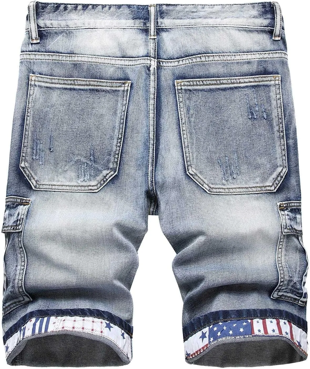 Men's Distressed Jean Shorts Casual Slim Fit Stretch Ripped Skinny Short Summer Fashion Denim Shorts Comfort Flex Waist Short