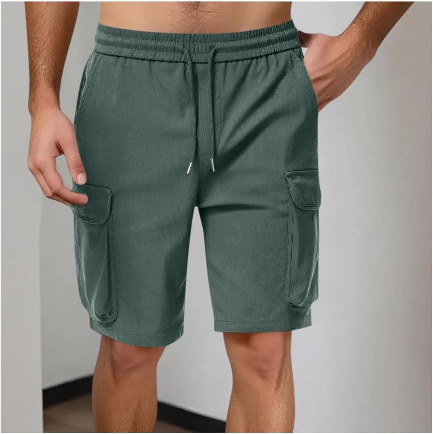 Mens Drawstring Elastic Waist Cargo Shorts 2025 Summer Trendy Stretch Lightweight Comfy Work Short Casual Loose Pants