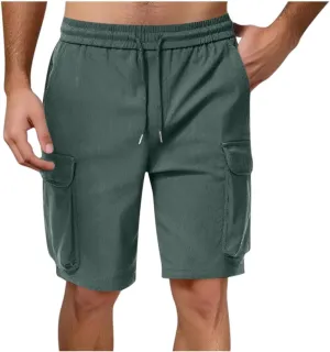 Mens Drawstring Elastic Waist Cargo Shorts 2025 Summer Trendy Stretch Lightweight Comfy Work Short Casual Loose Pants