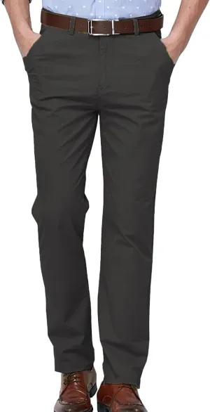 Men's Formal Dress Pants Flat-Front Straight Leg Casual Chino Trousers Plus Size Business Office Work Smart Pants