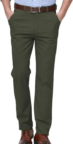 Men's Formal Dress Pants Flat-Front Straight Leg Casual Chino Trousers Plus Size Business Office Work Smart Pants