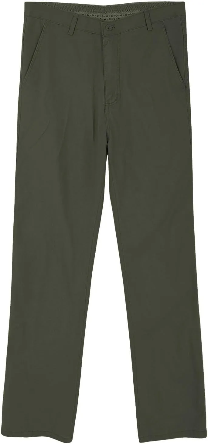 Men's Formal Dress Pants Flat-Front Straight Leg Casual Chino Trousers Plus Size Business Office Work Smart Pants