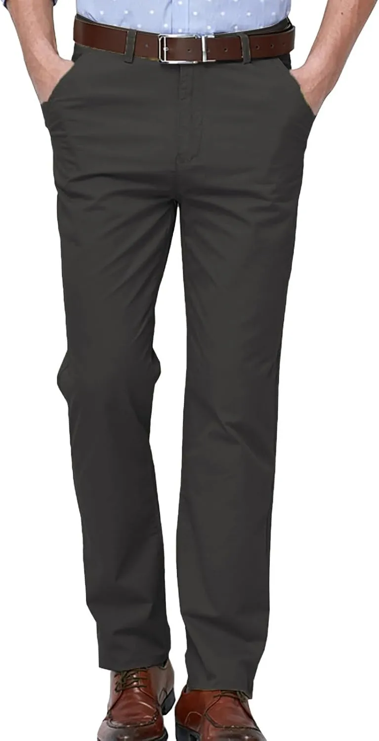 Men's Formal Dress Pants Flat-Front Straight Leg Casual Chino Trousers Plus Size Business Office Work Smart Pants