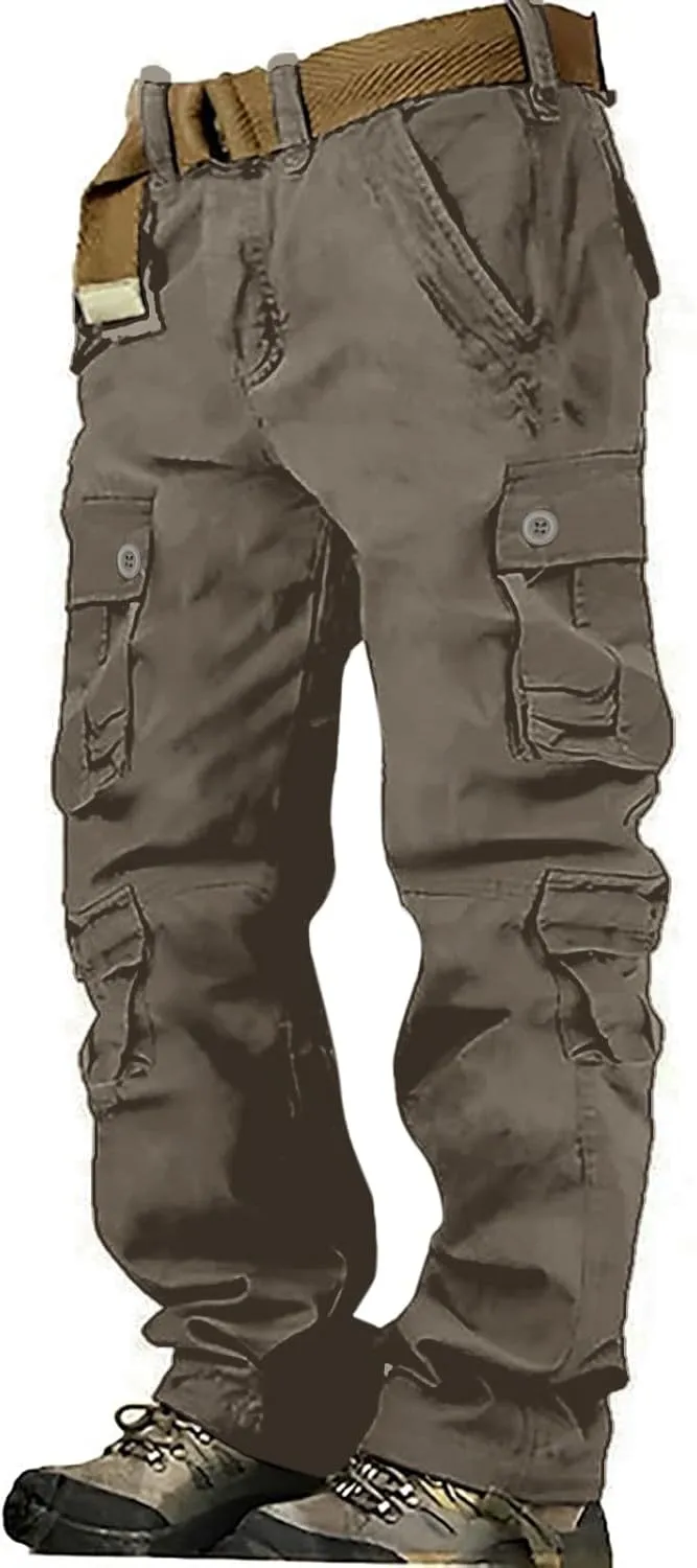 Mens Hiking Pants,Camo Military Hunting Combat Work Pants with Multi Pockets,Loose Fit Casual Cargo Pants,Comfy Tactical Pant